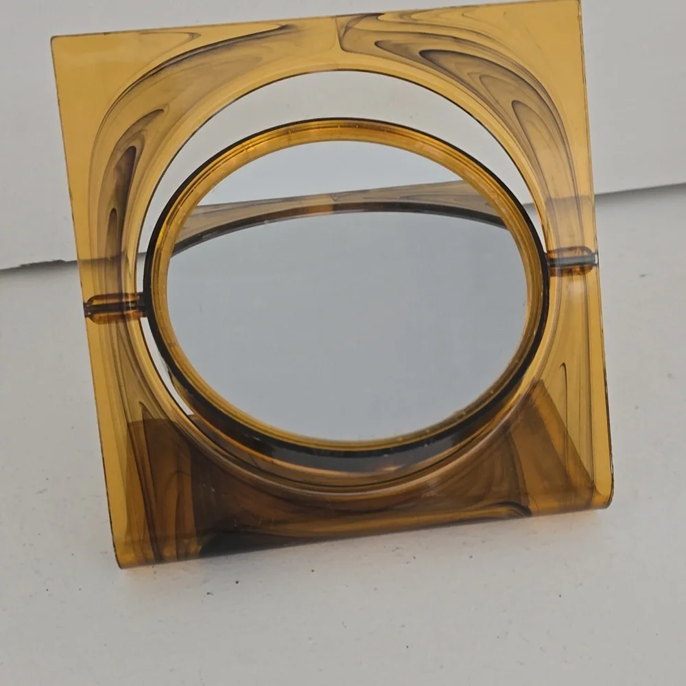 Vintage 1970s bakelite hand table 2 face mirror mirror France lucite